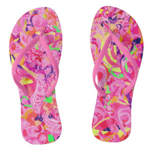 Süße farbenfrohe abstrakte Wirbelmalerei Flip Flops