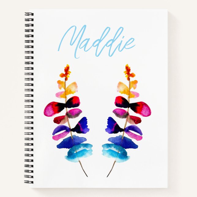 Süße farbenfrohe Blätter Aquarell Notizbuch (Vorderseite)