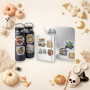 Süße farbenfrohe Chibi-Halloween-Essen Aufkleber
