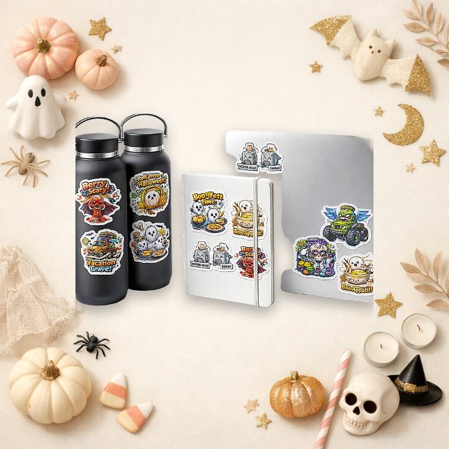 Süße farbenfrohe Chibi-Halloween-Essen Aufkleber (Von Creator hochgeladen)