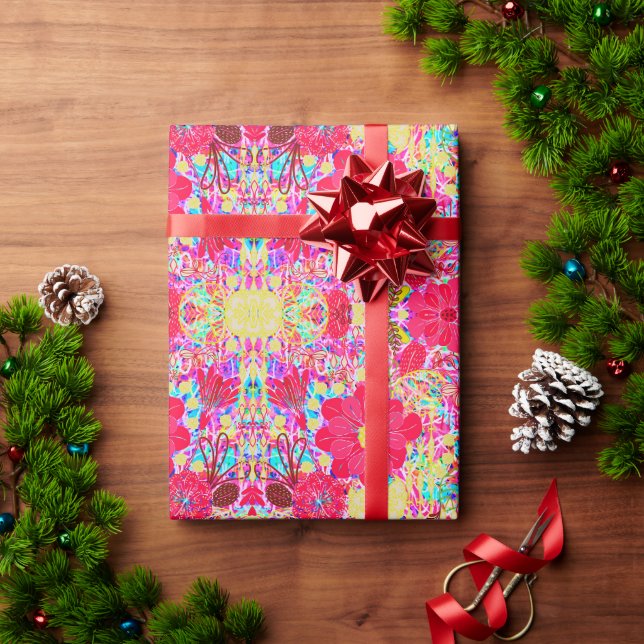 Süße farbenfrohe helle Blumen Geschenkpapier (Feiertagsgeschenk)