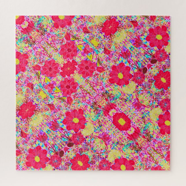 Süße farbenfrohe helle Blumen Puzzle (Vertikal)