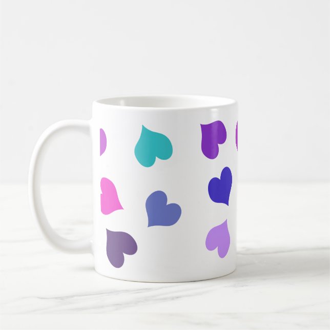 Süße farbenfrohe Herzen Kaffeetasse (Links)