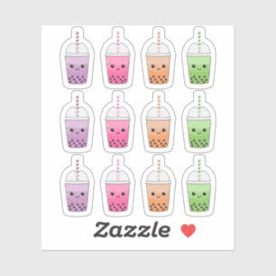 Süße farbenfrohe Kawaii-Boba-Teetassen-Bujo-Planer Aufkleber