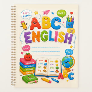 Süße farbenfrohe Kinder ABC Englisch-Lernen Planer