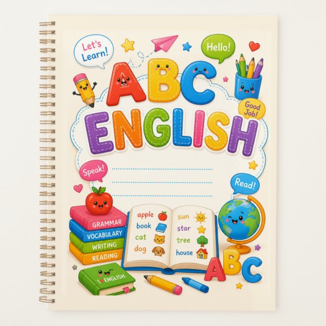Süße farbenfrohe Kinder ABC Englisch-Lernen Planer (Vorderseite)