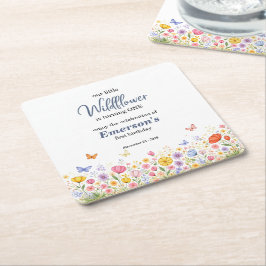 Süße farbenfrohe kleine Wildblume 1. Geburtstagsfe Rechteckiger Pappuntersetzer