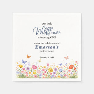 Süße farbenfrohe kleine Wildblume 1. Geburtstagsfe Serviette