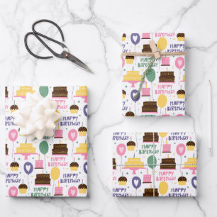 Süße farbenfrohe Kritzelzeichnung Alles Gute zum G Geschenkpapier Set