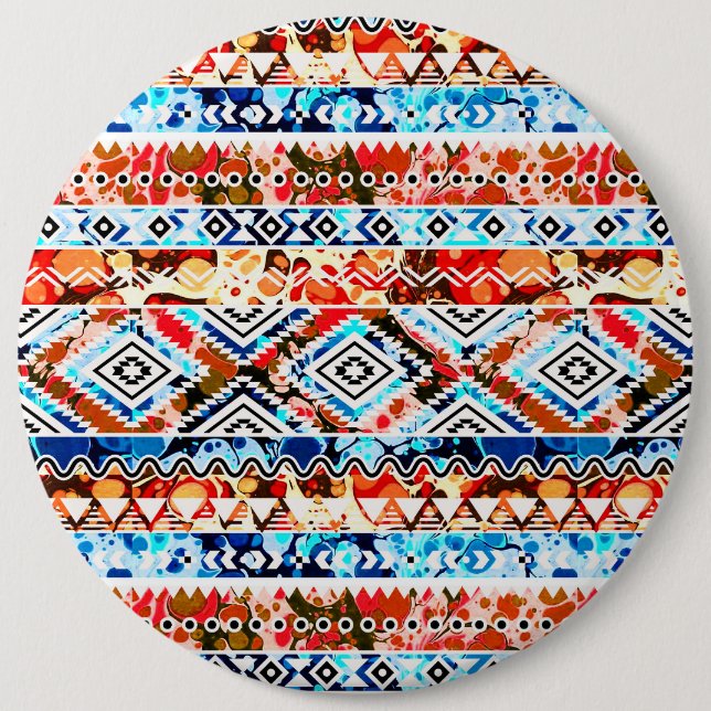 Süße farbenfrohe Mädchen Aztekenmuster Button (Vorderseite)