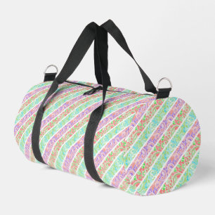 Süße farbenfrohe Pastellblumen Streifen Duffle Bag