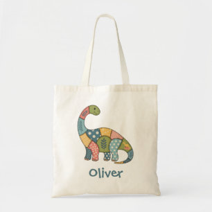 Süße farbenfrohe Patchwork-Dinosaurier Tragetasche