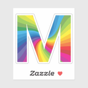 Süße farbenfrohe Regenbogen-Alphabet M Aufkleber