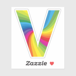 Süße farbenfrohe Regenbogen-Alphabet V Aufkleber