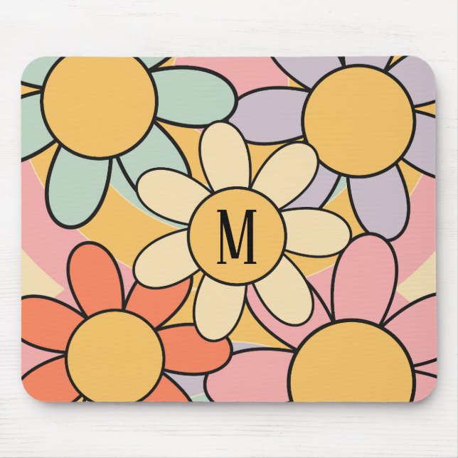 Süße farbenfrohe Retro-Daisy-Blumen Mousepad (Vorne)
