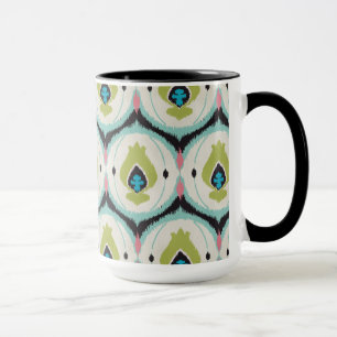 Süße farbenfrohe rosa Minze Ikat-Stammesmuster Tasse