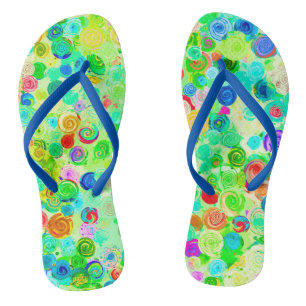 Süße farbenfrohe spiralförmige Kosmosmuster Flip Flops