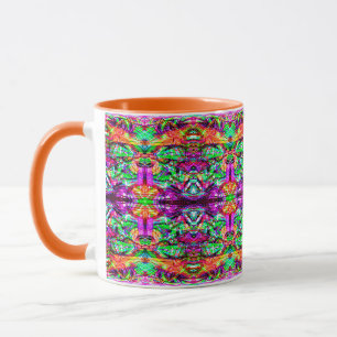 Süße farbenfrohe symmetrische abstrakte neon-triba tasse