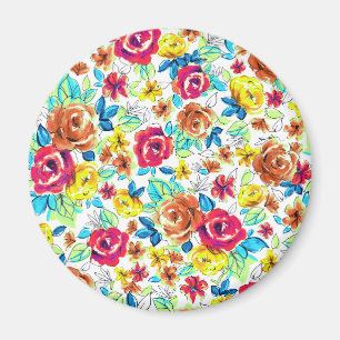 Süße farbenfrohe Vintage-Rosen-Muster Magnet