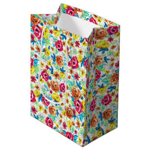 Süße farbenfrohe Vintage-Rosen-Muster Mittlere Geschenktüte