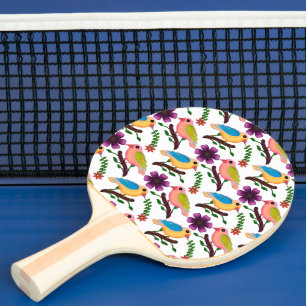Süße farbenfrohe Vögel Blumenmuster  Tischtennis Schläger