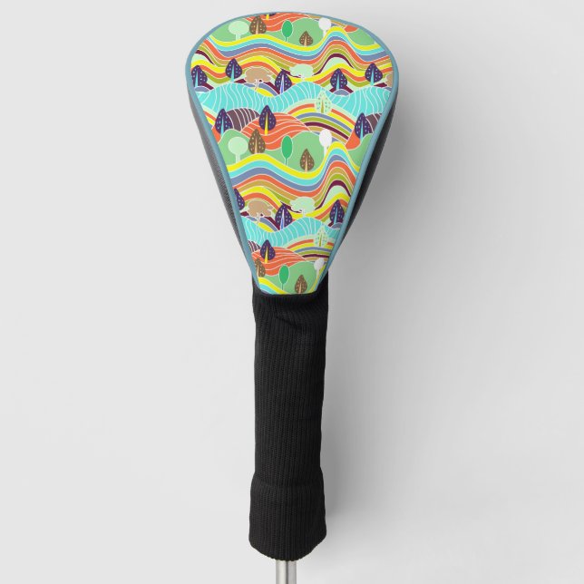 Süße farbenfrohe Waldmuster Golf Headcover (Vorderseite)