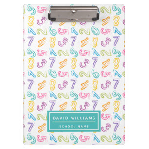 Süße farbenfrohe Zahlenmuster-Kindernamen Klemmbrett