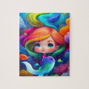 Süße Farbige Kleine Niedliche Meerjungfrau Puzzle