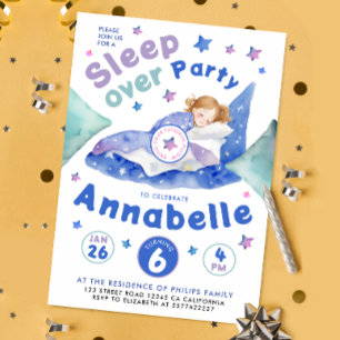Süße Farbige Pyjamaparty-Schlafanzug-Wasserfarbe Einladung