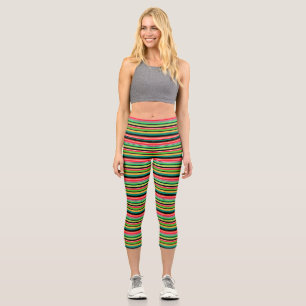 Süße, farbige Streifen Capri Leggings