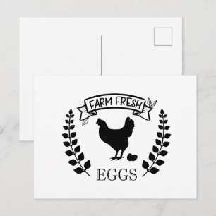 Süße Farm Frische Eier Wort Kunst Bauern Postkarte