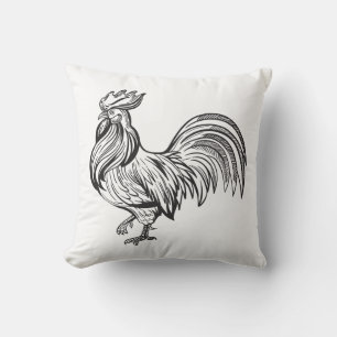 Süße Farm Land Hahn Huhn Schwarz Weiß Kissen