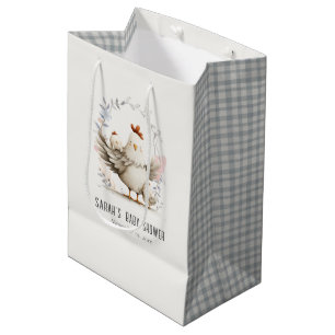 Süße Farm-Mama und Baby-Küken Blumen Baby Shower Mittlere Geschenktüte