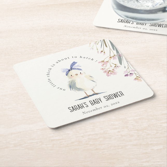 Süße Farmküken Aquarell Blumen Baby Shower Rechteckiger Pappuntersetzer (angewinkelt)