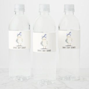 Süße Farmküken-Wasserfarben-Blumen-Baby-Party Wasserflaschenetikett