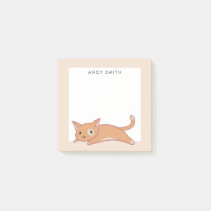 Süße faule orange Katze personalisiert Post-it Klebezettel