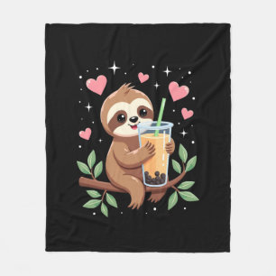 Süße Faultier-Boba-Blasen-Milchtee Kawaii Frauen M Fleecedecke