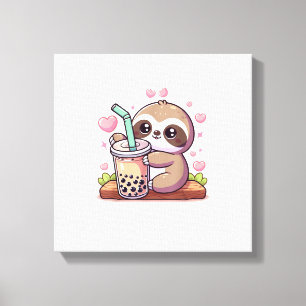 Süße Faultier-Boba-Blasen-Milchtee Kawaii Frauen M Leinwanddruck