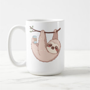Süße Faultier Damen T-Shirt Lustiges Faules Tier G Kaffeetasse