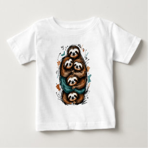 Süße Faultier-Familien-Stapel – Lustige Handzeichn Baby T-shirt