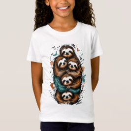 Süße Faultier-Familien-Stapelung – Lustige Handzei T-Shirt