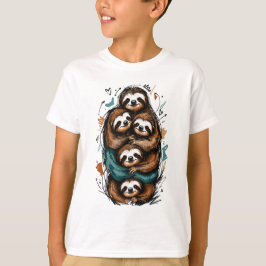 Süße Faultier-Familien-Stapelung – Lustige Handzei T-Shirt