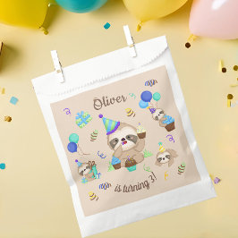 Süße Faultier-Geburtstagsfeier blauer Ballon Geschenktütchen