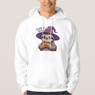 Süße Faultier Hexe Halloween-Shirt � Creep It Slow Hoodie