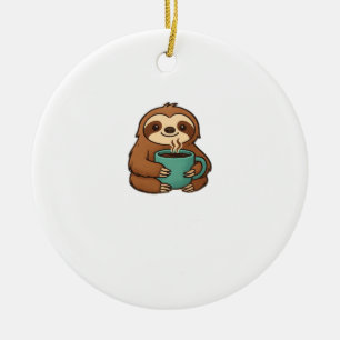 Süße Faultier mit Kaffeetasse � Gemütliches entspa Keramik Ornament