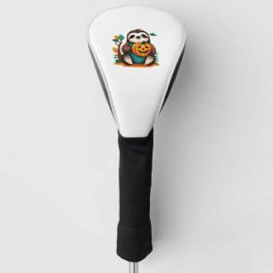 Süße Faultier mit Kürbis Halloween Cartoon Vektor Golf Headcover
