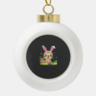 Süße Faultier Ostereier-Suche Hasenohren Faultier Keramik Kugel-Ornament