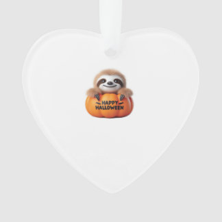 Süße Faultier sitzt in einem Kürbis. Text Happy Ha Ornament