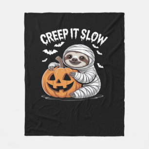 Süße Faultierliebhaber Lustiger Halloween-Kürbis E Fleecedecke