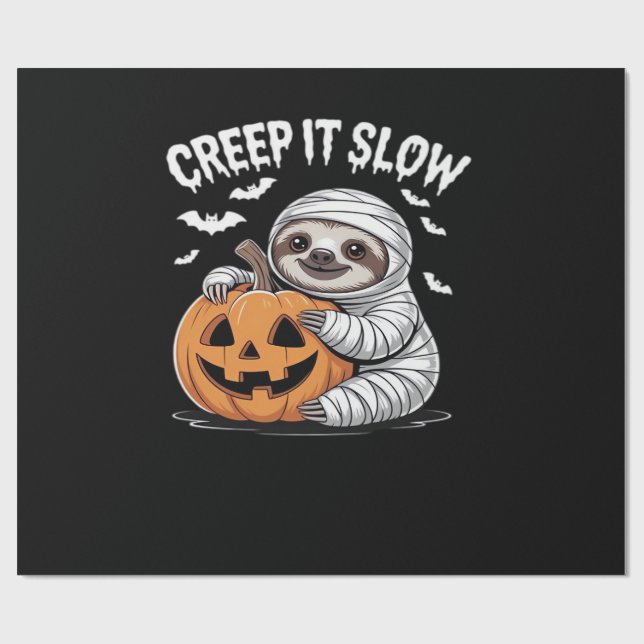 Süße Faultierliebhaber Lustiger Halloween-Kürbis E Geschenkpapier (Flach)